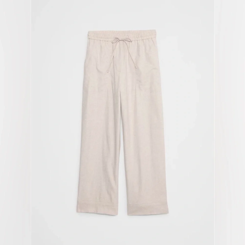 NWT Banana Republic Linen Blend Stripe Pants Large Coastal Drawstring Straight